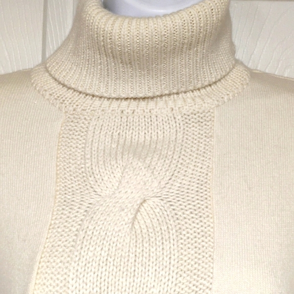 INC International Concepts Cream Big Turtle Neck Silk Sweater - Picture 2 of 14